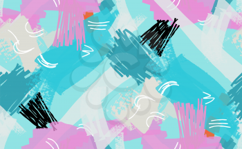 Abstract scribbles turquoise pink.Hand drawn with ink and marker brush seamless background.Ethnic design.