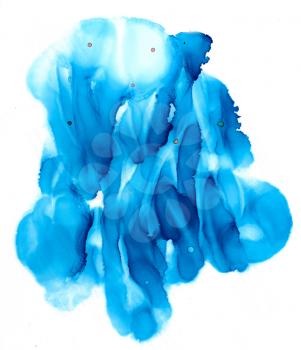 Abstract backdrop blue isolated.Colorful painted background hand drawn with bright inks and watercolor paints. Bright color splashes and splatters create uneven artistic background.
