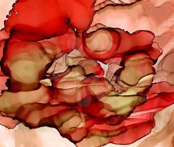 Abstract backdrop red and earth brown.Colorful painted background hand drawn with bright inks and watercolor paints. Bright color splashes and splatters create uneven artistic background.
