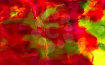 Abstract paint red green yellow smudge.Colorful background hand drawn with bright inks and watercolor paints. Color splashes and splatters create uneven artistic modern design.