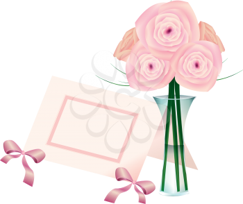 Royalty Free Clipart Image of Roses and a Place Card