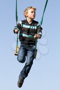 Happy child on a swing