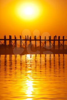 Royalty Free Photo of the Tick Bridge in Myanmar