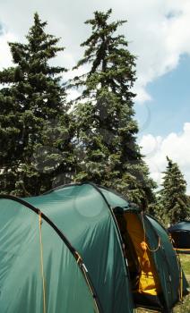 Royalty Free Photo of Tents in a Forest