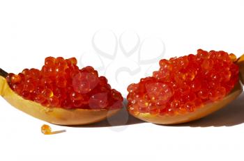 Royalty Free Photo of Red Caviar on Spoons