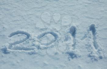 Royalty Free Photo of 2011 Written in the Snow