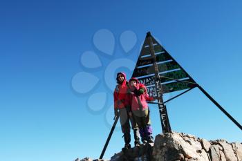 Royalty Free Photo of Two Climbers on Toubkal Peak