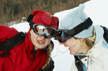 Royalty Free Photo of Two Women Wearing Goggles