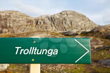 Royalty Free Photo of a Sign in the Norway Mountains