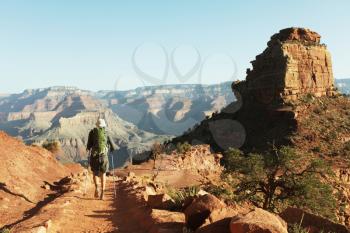 Royalty Free Photo of a Hiker in the Grand Canyon