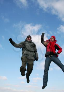 Royalty Free Photo of Two People Jumping