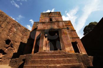 Royalty Free Clipart Image of the Church of St. George, Lalibela, Ethiopia