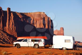 Royalty Free Photo of a Camper in Monument Valley, Utah, USA