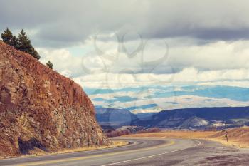 Scenic landscapes along Million dollar highway in San Juan mountains, Colorado, USA