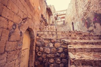 Old street in historical city Mardin, Turkey