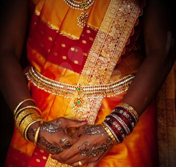 bangles, rings and wedding pattern on hands