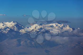 Beautiful snowcapped high mountains panorama
