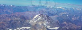 Aerial view. Andes Mountains near Aconcagua peak in  Argentina. 