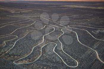 Wonderful geoglyphs and lines of the ancient Incas in Nazca. Famous touristic place in Peru.