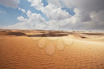 Scenic sand dunes in desert. Instagram filter.