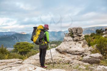 Girl  in hike in Lycian way, Turkey