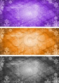 Royalty Free Clipart Image of a Set of Snowflake Banners