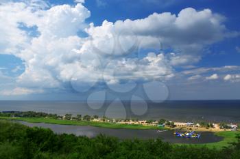 Beautiful landscape with sea and cloudy sky