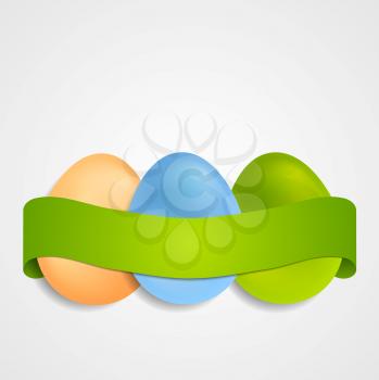 Easter egg vector background with green ribbon