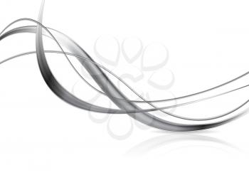 Metallic abstract waves on white background. Vector illustration