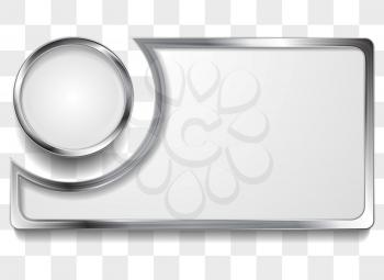 Metal silver frame background. Vector design
