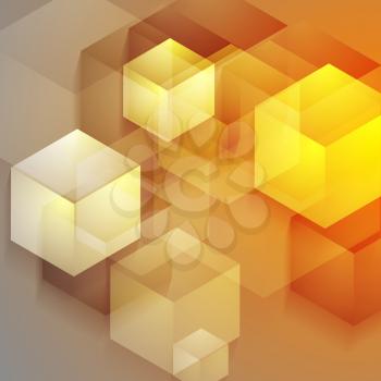 Bright tech geometric background with cubes. Vector design