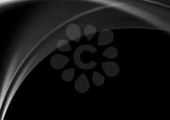 Dark abstract monochrome smooth waves background. Vector graphic design