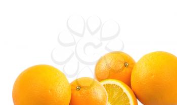 Two and half oranges isolated on white background