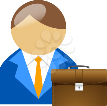 Royalty Free Clipart Image of an Avatar Businessman and Briefcase