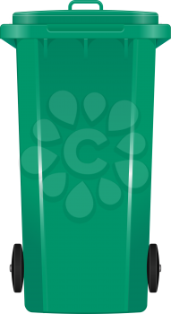 Royalty Free Clipart Image of a Green Garbage Bin