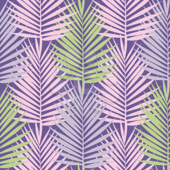 Ultra violet tropical palm leaves seamless pattern. Vector illustration.