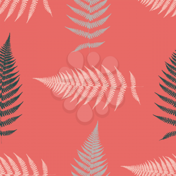 Fern seamless pattern. Living coral. Vector illustration