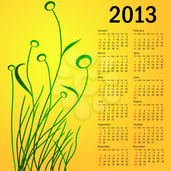 Royalty Free Clipart Image of a Floral Calendar