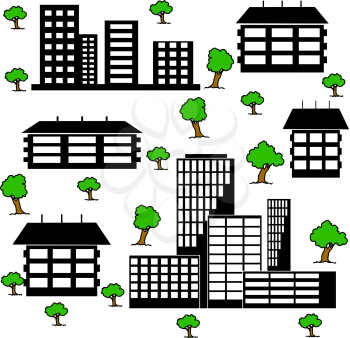 Royalty Free Clipart Image of a Bunch of Houses