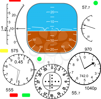 Royalty Free Clipart Image of an Airplane's Control Panel