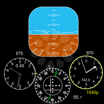 Royalty Free Clipart Image of a Control Panel in an Airplane