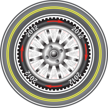 Royalty Free Clipart Image of a Wheel Calendar