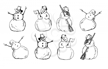 Royalty Free Clipart Image of Snowmen