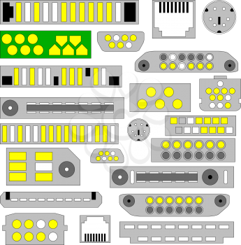 Royalty Free Clipart Image of Audio and Video Connectors