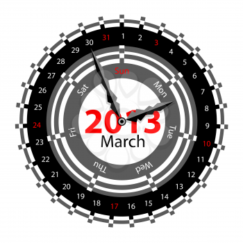 Royalty Free Clipart Image of a March Clock Calendar