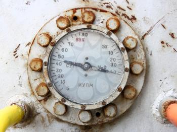 Old rusty gas gauge manometer 