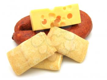 Rolled pancakes with cheese and sausage
