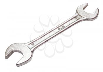 The steel wrench lies on a white background