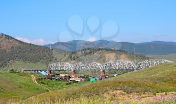Scenic view at  railway bridge and mountain landscape.