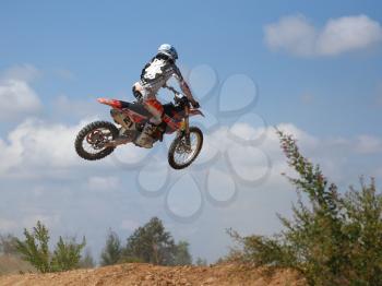 ARSENYEV, RUSSIA - AUG 30: Rider participates in the  round of the 2014 Russia motocross championship on August 30, 2014 in Arsenyev, Russia.